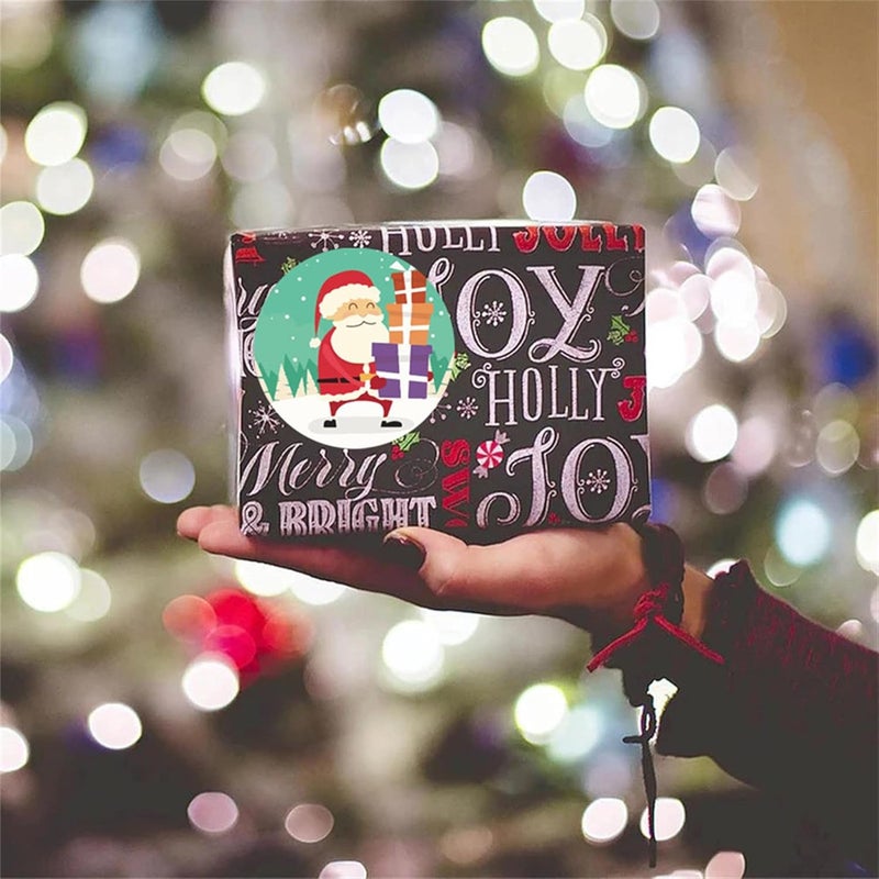 Gentlife 500Pcs Merry Christmas Stickers Labels Roll 1.5 Inch 8 Designs Round Christmas Tags, 2025 New Adhesive Xmas Decorative Holiday Christmas Envelope Seals Stickers for Cards Gift Envelopes Boxes (1.5 In) - Image 5